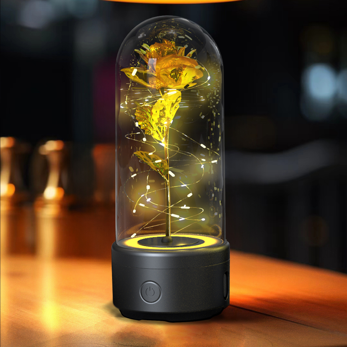 Creative 2 In 1 Rose Flowers LED Light And Bluetooth-compatible Speaker Valentine's Day Gift Rose Luminous Night Light Ornament In Glass Cover - image 17