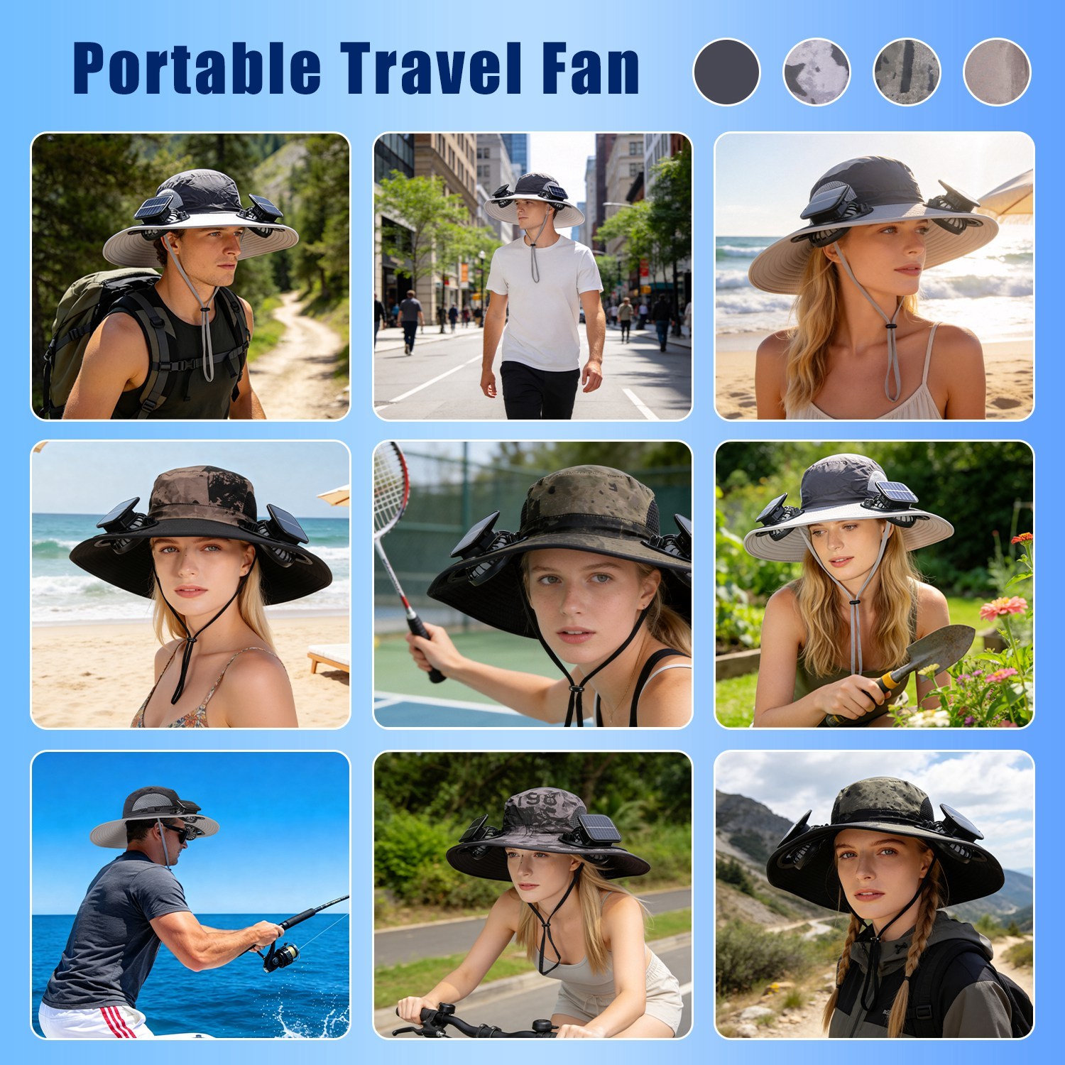 1Pc 2 In 1 Solar Fan Hat UPF50 Sun Hat With Fans Wide Brim Fishing Hat With Face Cover Neck Flap Solar USB Charging For Hiking Gardening Outdoor Work - image 7