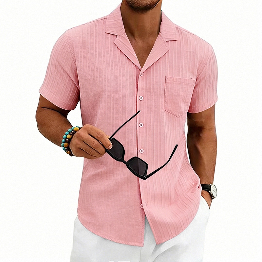 Mens Loose-Fit Plus-Size Cuban-Neck Casual Short-Sleeve Shirt - image 28