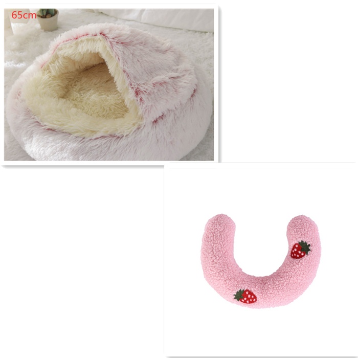 2 In 1 Dog And Cat Bed Pet Winter Bed Round Plush Warm Bed House Soft Long Plush Pets Bed Pet Products - image 46