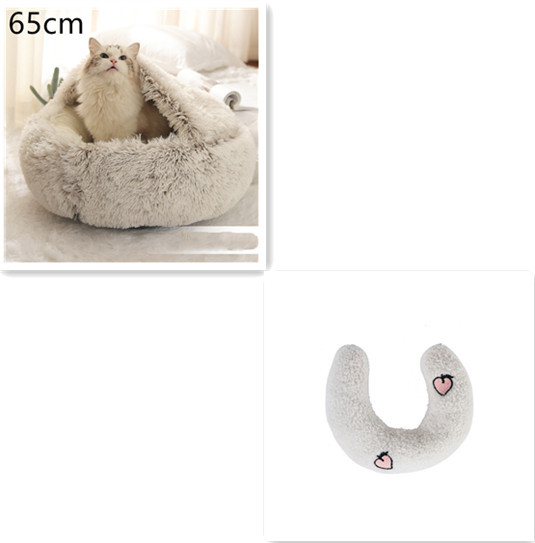 2 In 1 Dog And Cat Bed Pet Winter Bed Round Plush Warm Bed House Soft Long Plush Pets Bed Pet Products - image 71