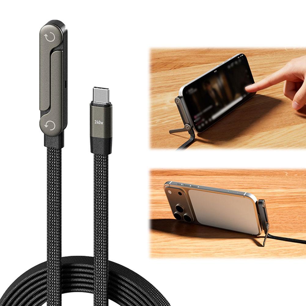 Fast Charging Foldable Bracket Data Cable 2-in-1 Data Wire Foldable Phone Tablet Stand Type-C To Type-C USB-A To Type-C - image 2