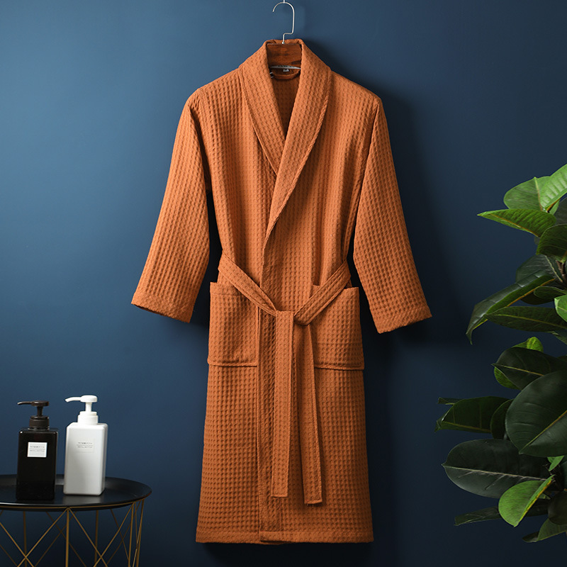 Pure Cotton Bathrobe Long Waffle All Cotton Nightgown - image 30