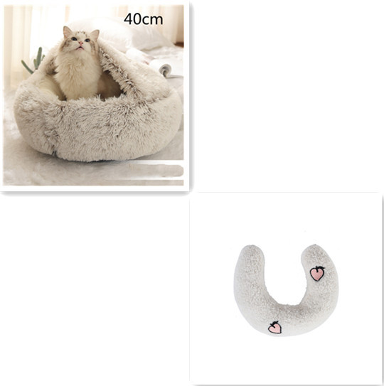 2 In 1 Dog And Cat Bed Pet Winter Bed Round Plush Warm Bed House Soft Long Plush Pets Bed Pet Products - image 79