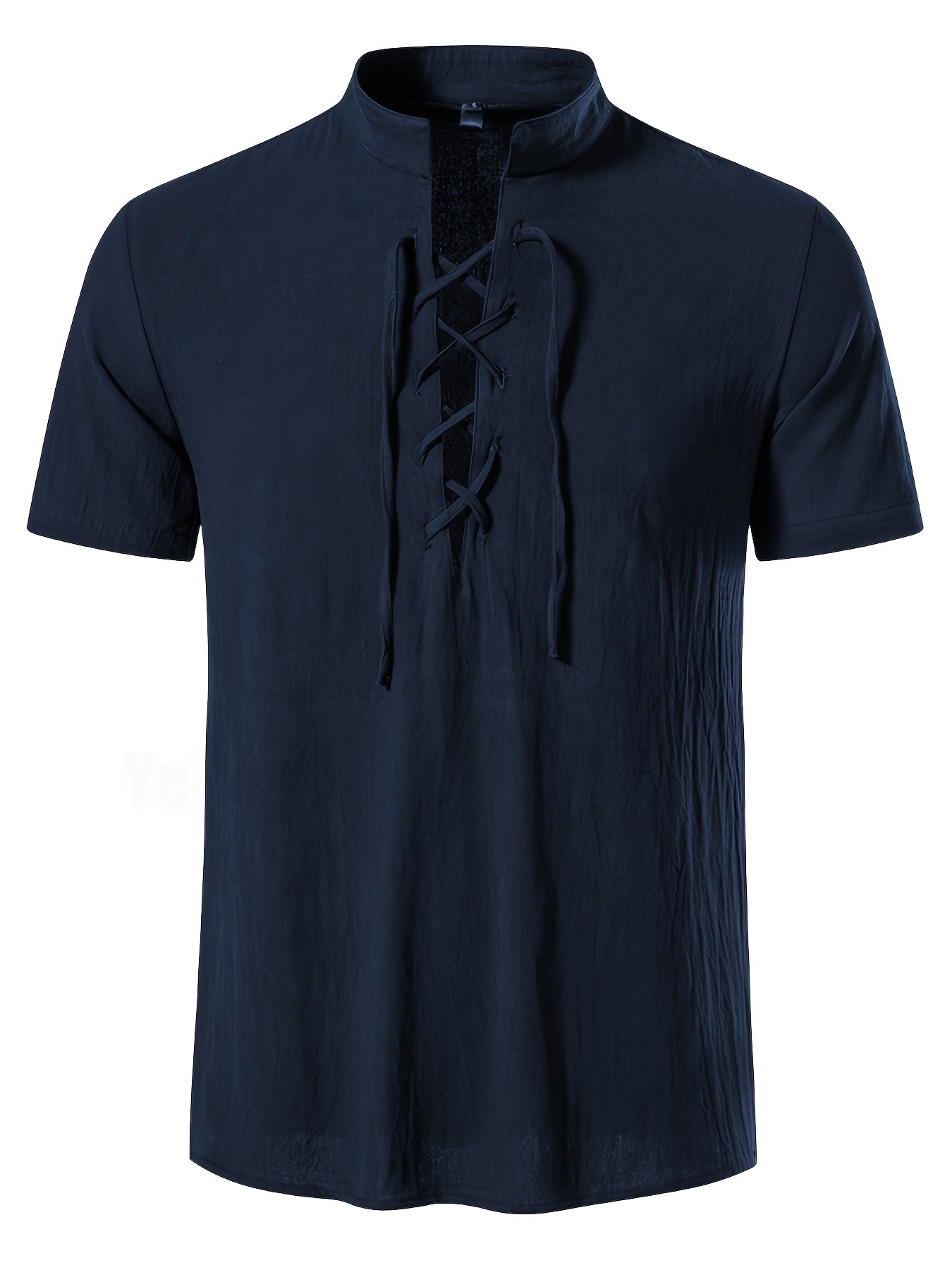 Mens Short-sleeve Casual Henley-neck Large-size Beach Shirt - image 14