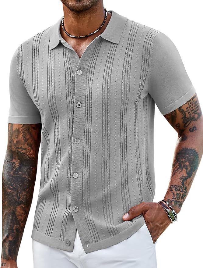 Fashionable Striped Hollow-Out Knitted Sweater For Men - image 45