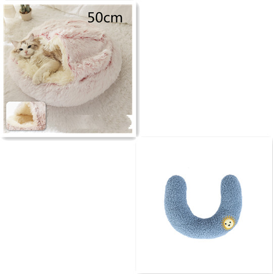 2 In 1 Dog And Cat Bed Pet Winter Bed Round Plush Warm Bed House Soft Long Plush Pets Bed Pet Products - image 49