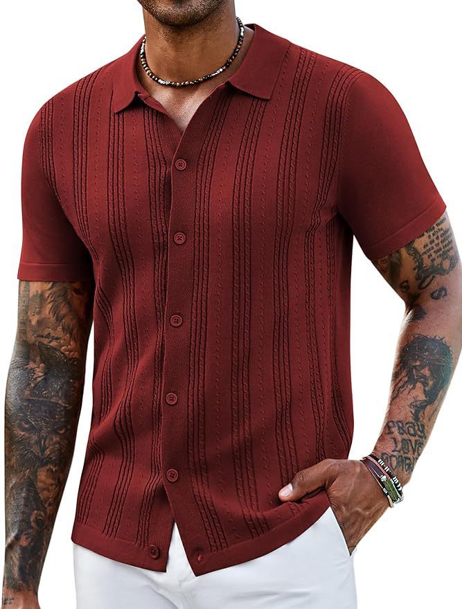 Fashionable Striped Hollow-Out Knitted Sweater For Men - image 79