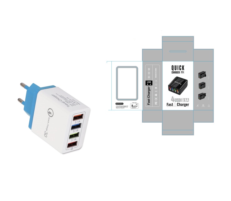 USB Charger Quick Charge 3.0 4 Phone Adapter For Tablet Portable Wall Mobile Charger Fast Charger - image 41