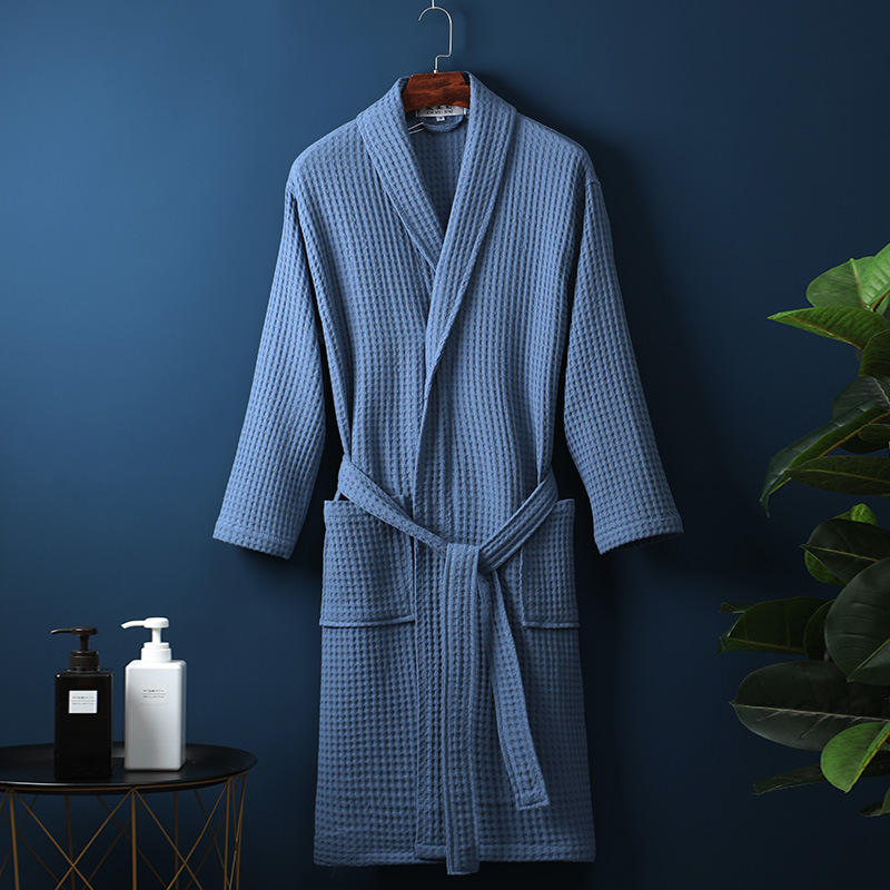 Pure Cotton Bathrobe Long Waffle All Cotton Nightgown - image 21