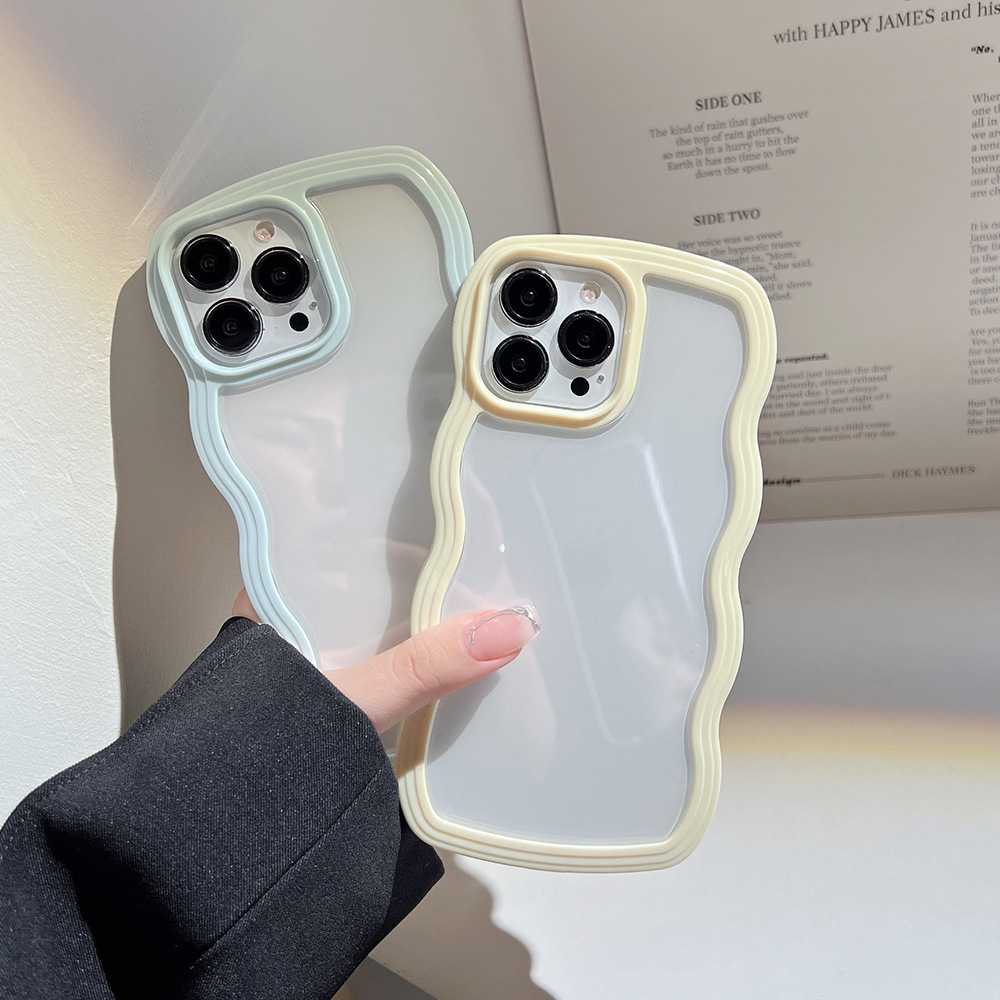 Wave Border Mobile Phone Case Solid Color Simple Candy Color - image 4