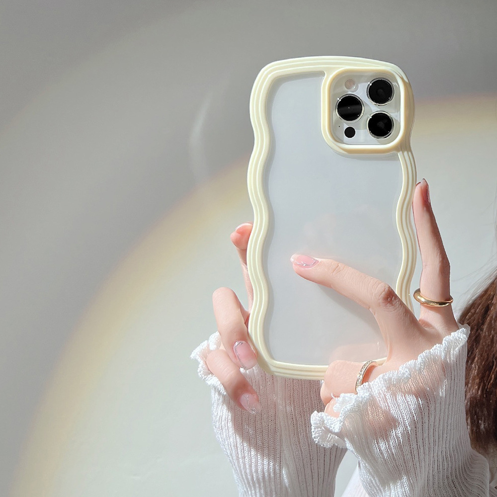 Wave Border Mobile Phone Case Solid Color Simple Candy Color - image 14