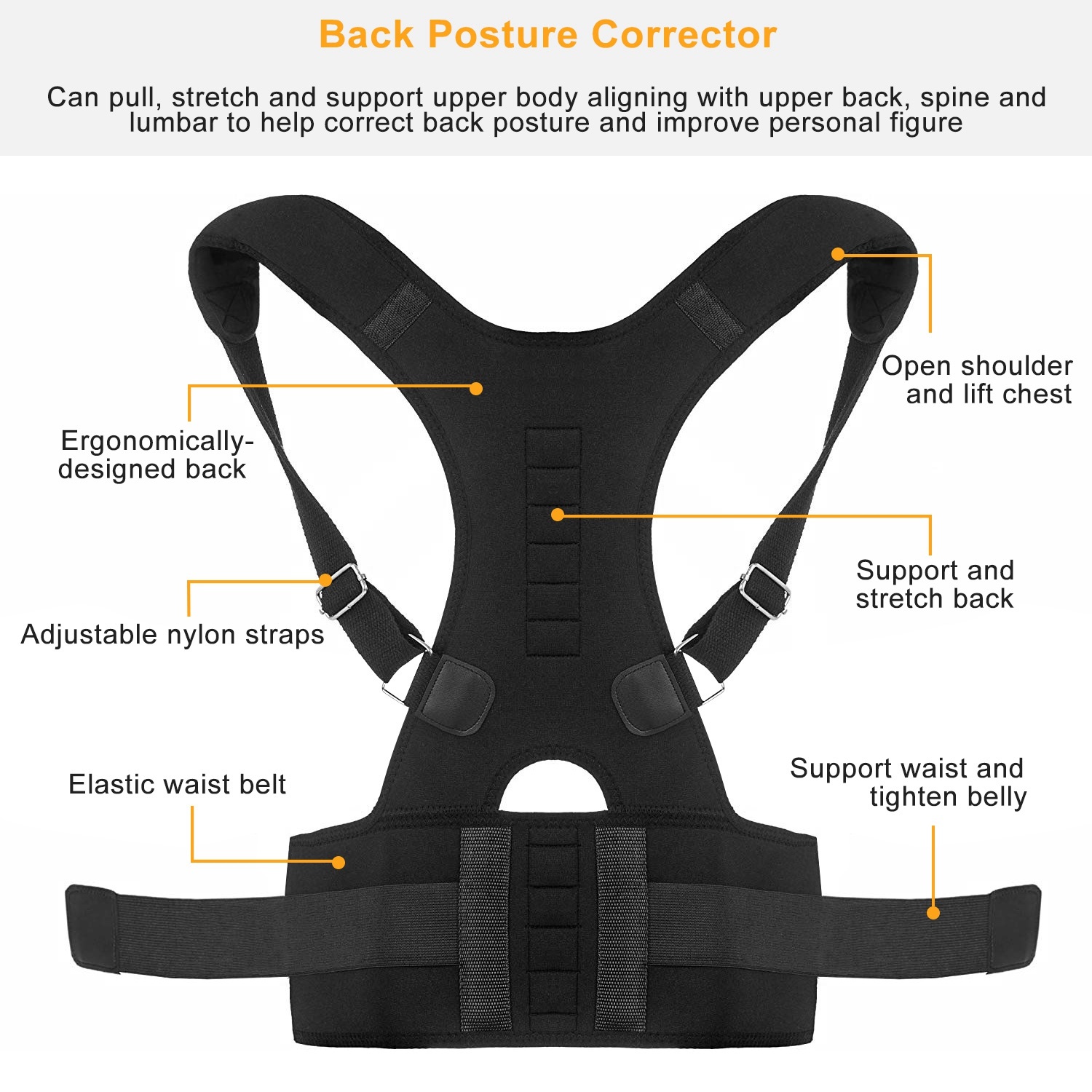 Unisex Posture Corrector Support Magnetic Lumbar Back Posture Support Belt Adjustable Upper Back Braces Clavicle Shoulder Brace Belt Pain Relief Therapy - image 6