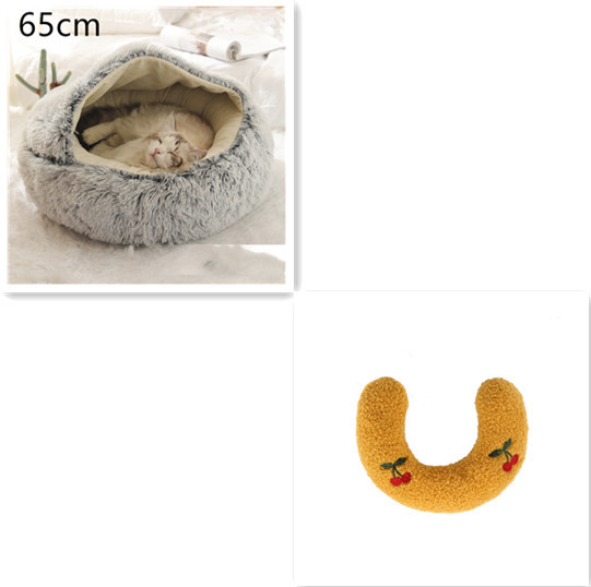 2 In 1 Dog And Cat Bed Pet Winter Bed Round Plush Warm Bed House Soft Long Plush Pets Bed Pet Products - image 60