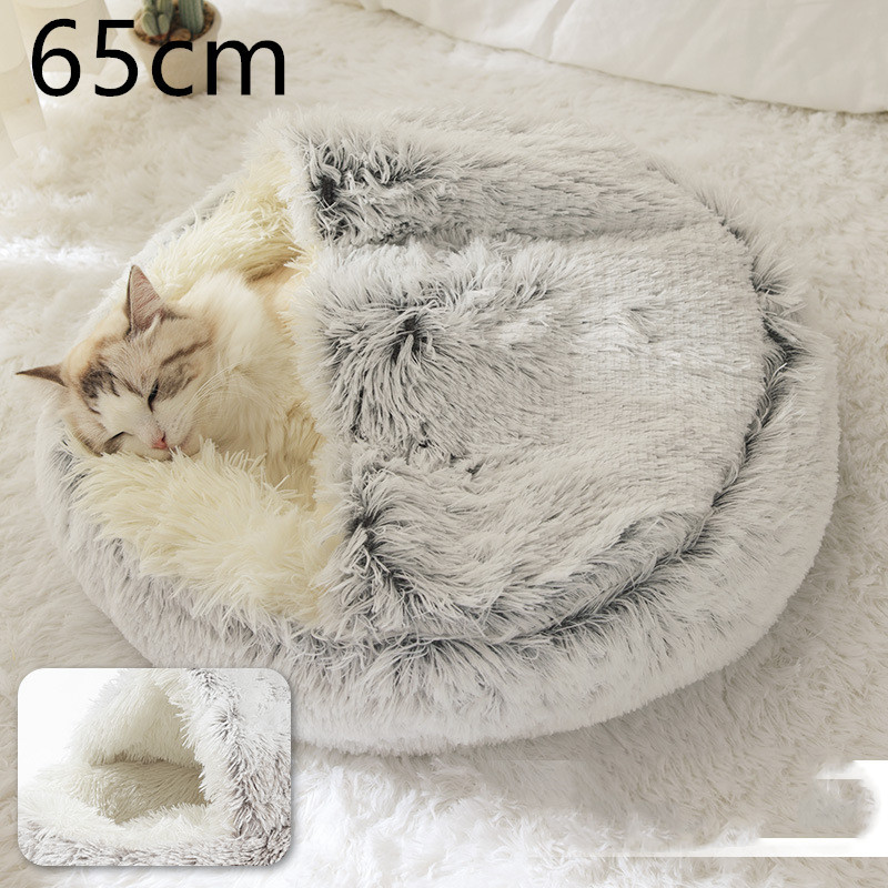 2 In 1 Dog And Cat Bed Pet Winter Bed Round Plush Warm Bed House Soft Long Plush Pets Bed Pet Products - image 28
