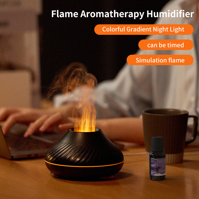 Newest RGB Flame Aroma Diffuser 130Ml 3d Colorful Flame Humidifier Fire Volcano Diffuser Flame - image 7