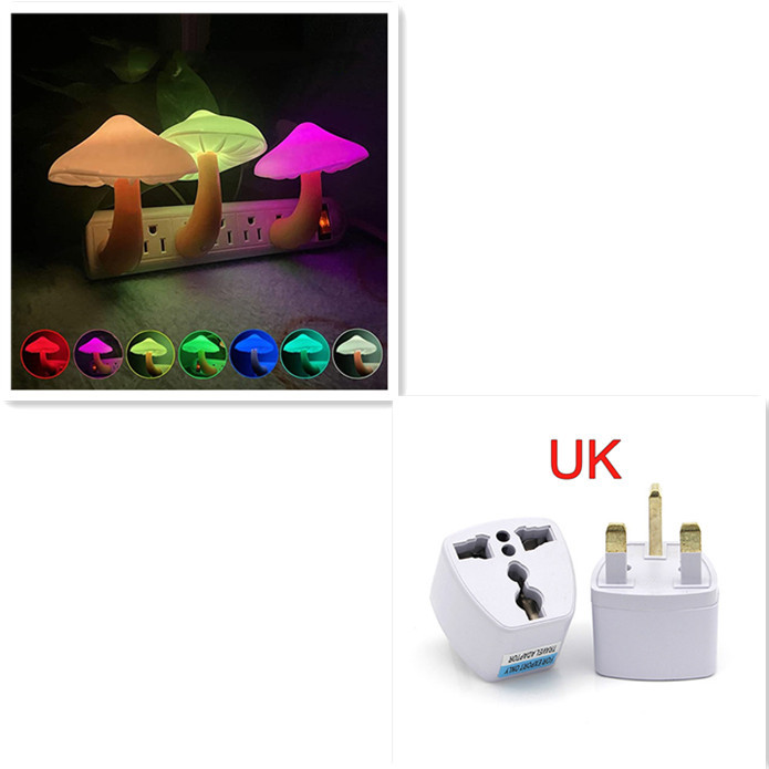 LED Night Light Mushroom Wall Socket Lamp EU US Plug Warm White Light-control Sensor Bedroom Light Home Decoration - image 9