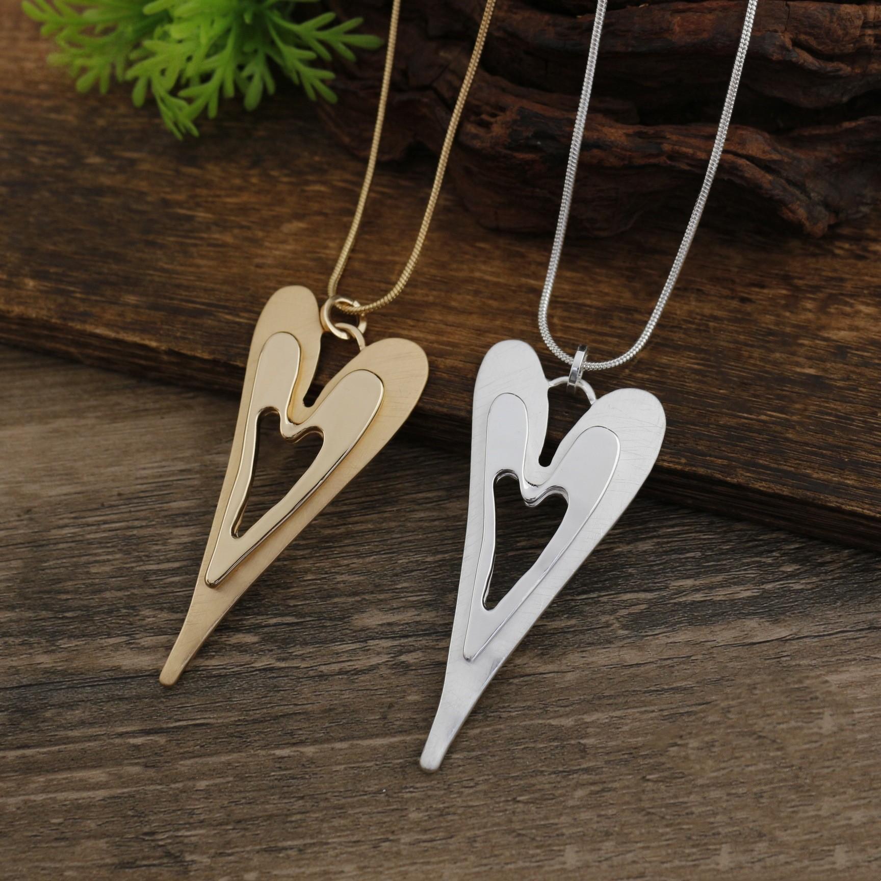 High-end Autumnwinter Double-layer Heart-shaped Long Necklace - image 3