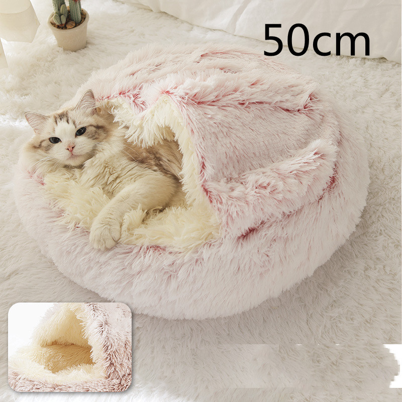 2 In 1 Dog And Cat Bed Pet Winter Bed Round Plush Warm Bed House Soft Long Plush Pets Bed Pet Products - image 11