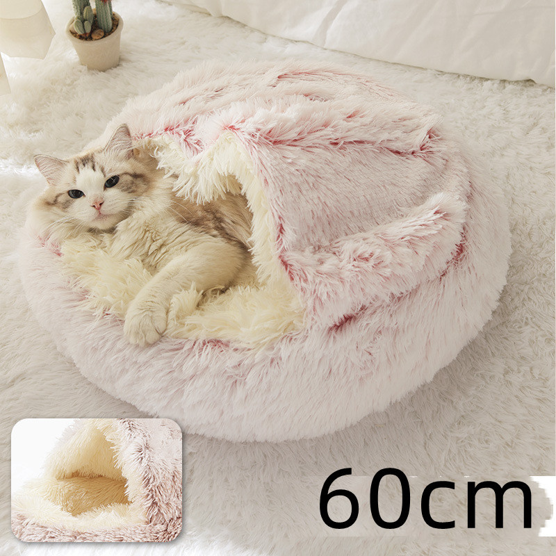 2 In 1 Dog And Cat Bed Pet Winter Bed Round Plush Warm Bed House Soft Long Plush Pets Bed Pet Products - image 25