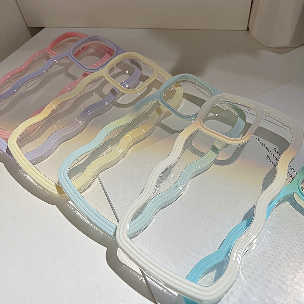 Wave Border Mobile Phone Case Solid Color Simple Candy Color - image 7