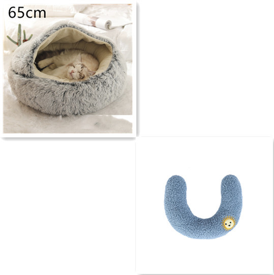 2 In 1 Dog And Cat Bed Pet Winter Bed Round Plush Warm Bed House Soft Long Plush Pets Bed Pet Products - image 57