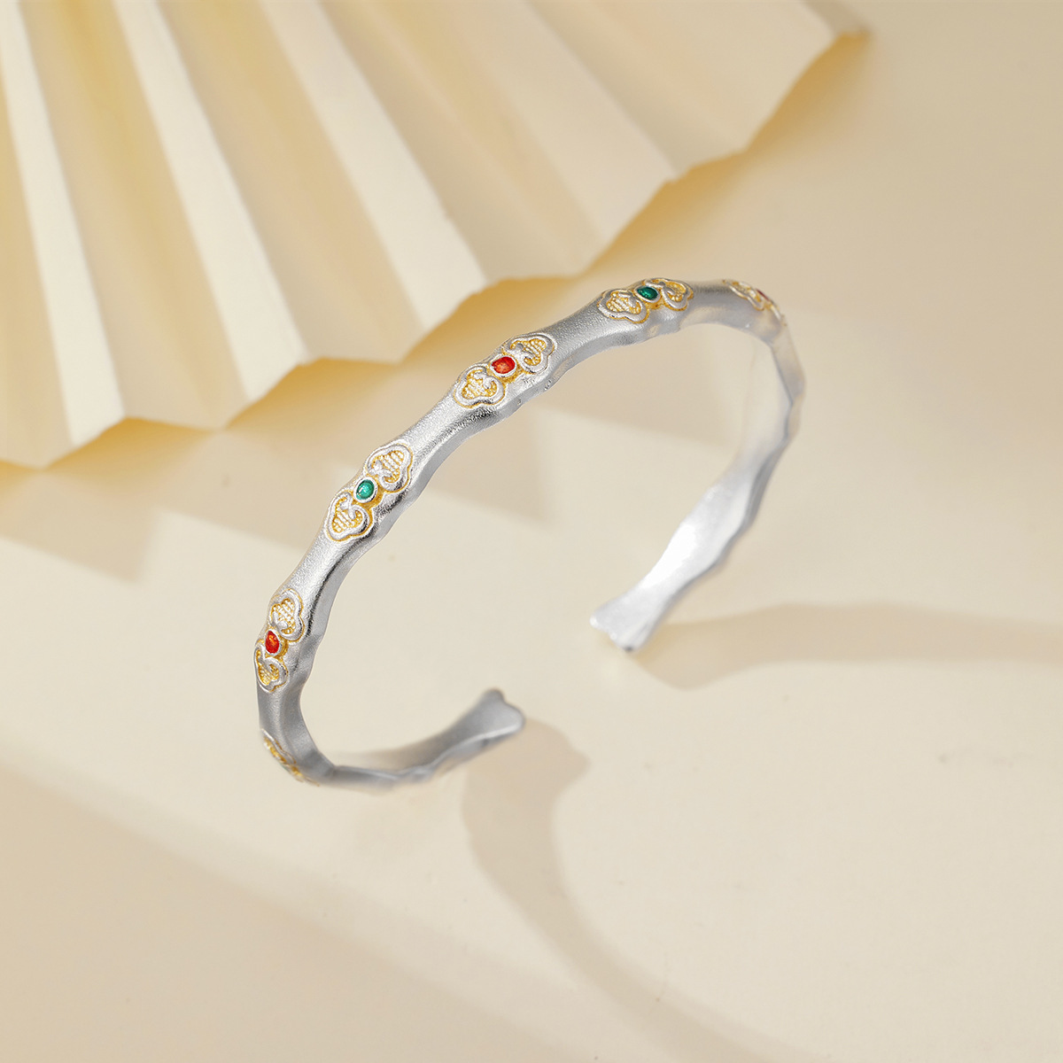 Bamboo-themed Sterling Silver Bracelet With Bamboo-Node Design - image 7