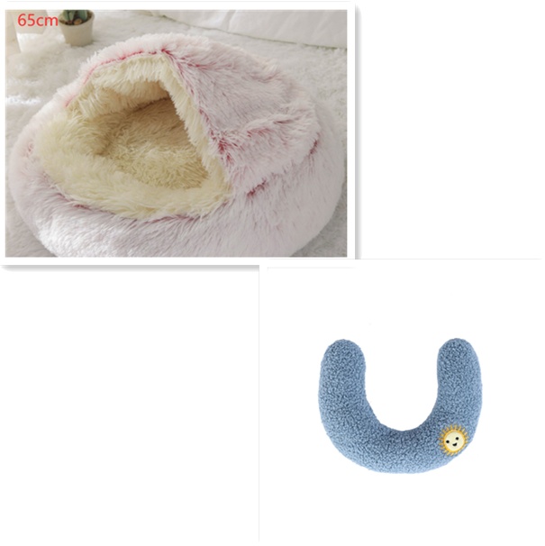 2 In 1 Dog And Cat Bed Pet Winter Bed Round Plush Warm Bed House Soft Long Plush Pets Bed Pet Products - image 45