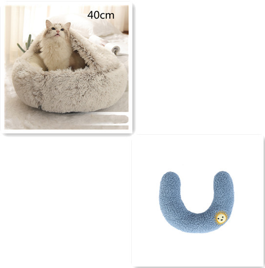 2 In 1 Dog And Cat Bed Pet Winter Bed Round Plush Warm Bed House Soft Long Plush Pets Bed Pet Products - image 77