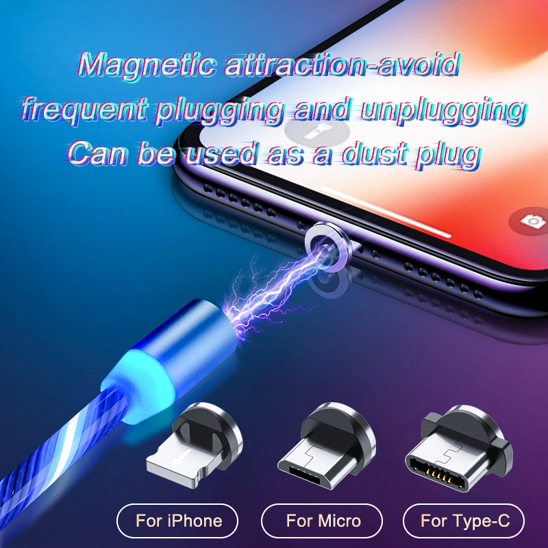 Magnetic Charging Cable Streamer Fast Charging Cable Lighting Micro USB Cable LED Magnet Charger Type-C Cable - image 2