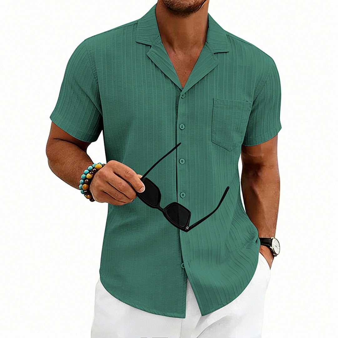 Mens Loose-Fit Plus-Size Cuban-Neck Casual Short-Sleeve Shirt - image 38