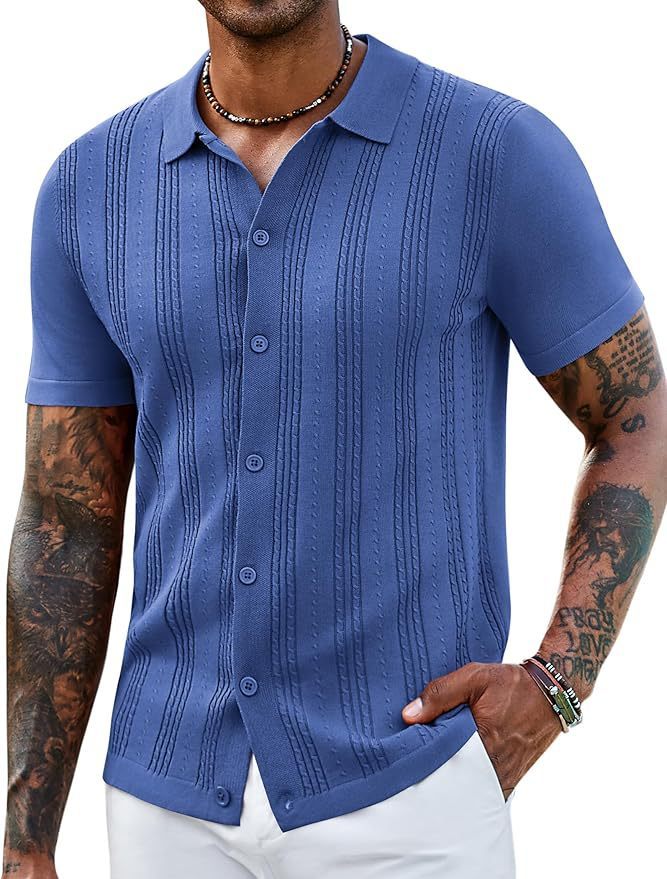 Fashionable Striped Hollow-Out Knitted Sweater For Men - image 57