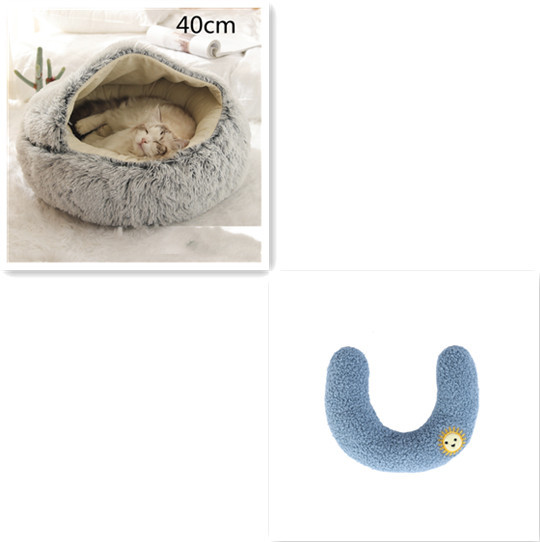 2 In 1 Dog And Cat Bed Pet Winter Bed Round Plush Warm Bed House Soft Long Plush Pets Bed Pet Products - image 65