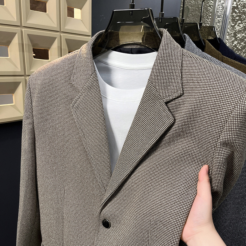 Lightly Mature-style Casual Mens Heavy Wool Suit For Spring And Autumn - image 15