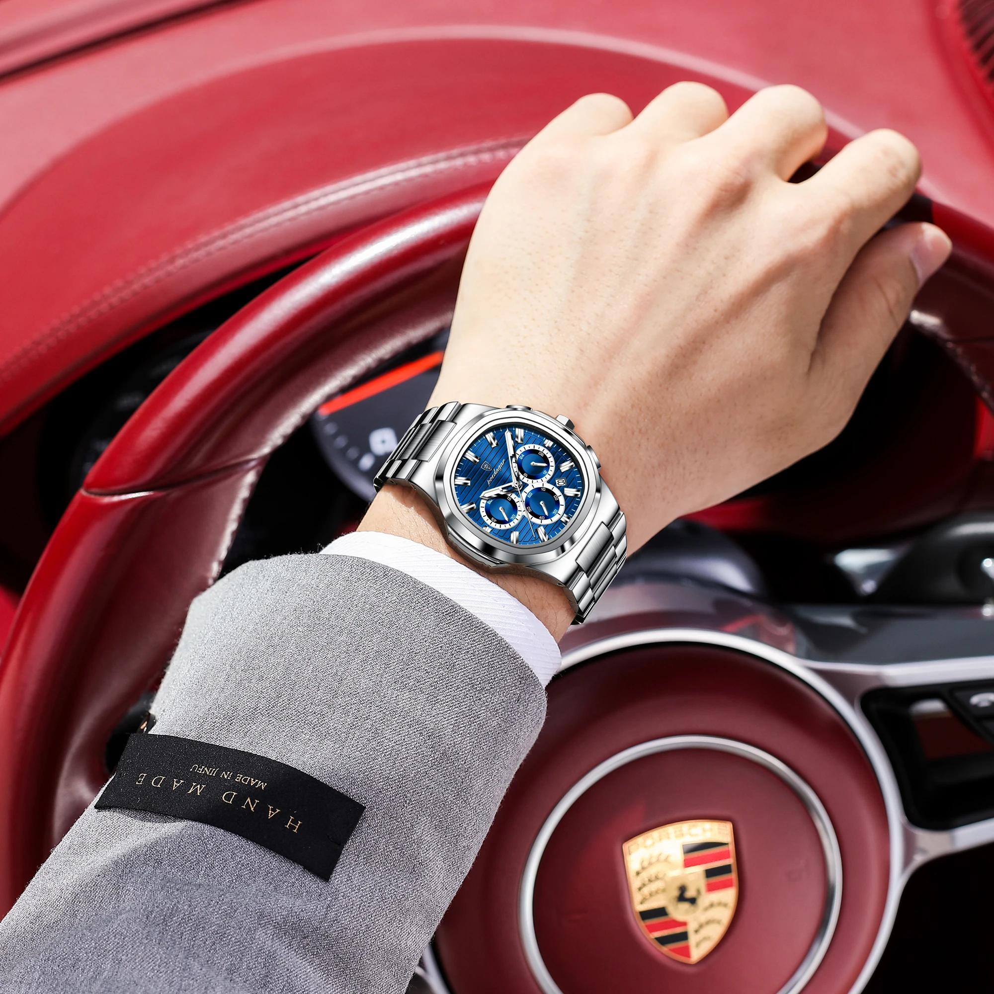POEDAGAR Business Male Clock Date Chronograph Waterproof Luminous Luxury Men Watch Stainless Steel Quartz Fashion Men's Watches - image 5