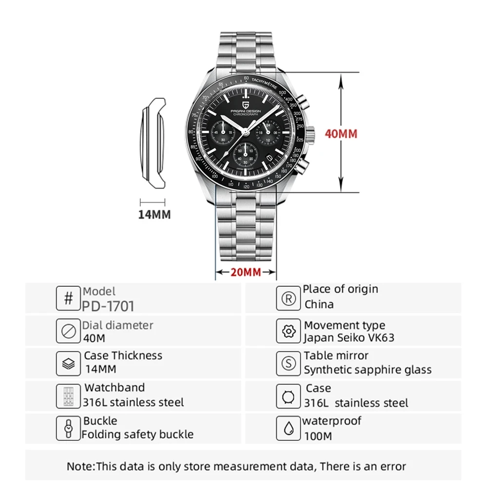 PAGANI DESIGN Moon Mens Watches 2025 Top Brand Luxury Quartz Watch For Men Chronograph Luminous Sapphire Mirror Waterproof Clock - image 6