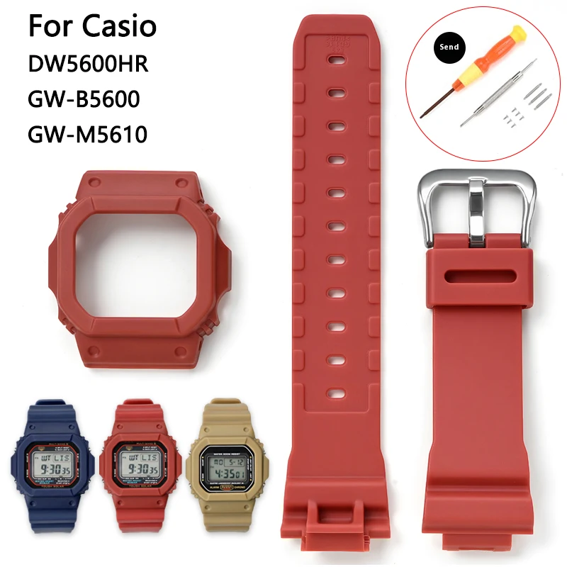 Silicone Band+Watch 2026 for Casio DW5600/5610 DW5600HR/GW-M5610/GWB5600 Gshock Strap Sport Replacement Bracelet Accessories 