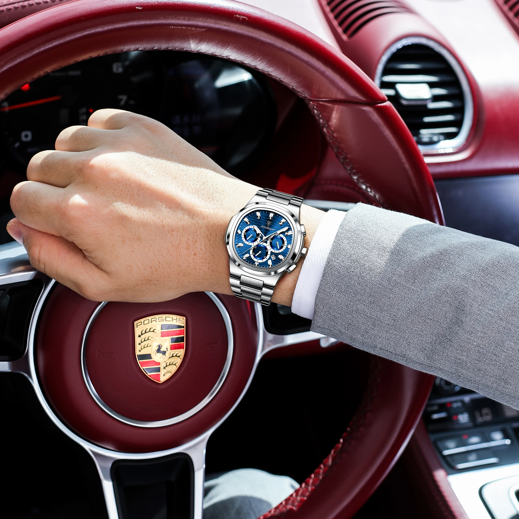 POEDAGAR Business Male Clock Date Chronograph Waterproof Luminous Luxury Men Watch Stainless Steel Quartz Fashion Men's Watches - image 6