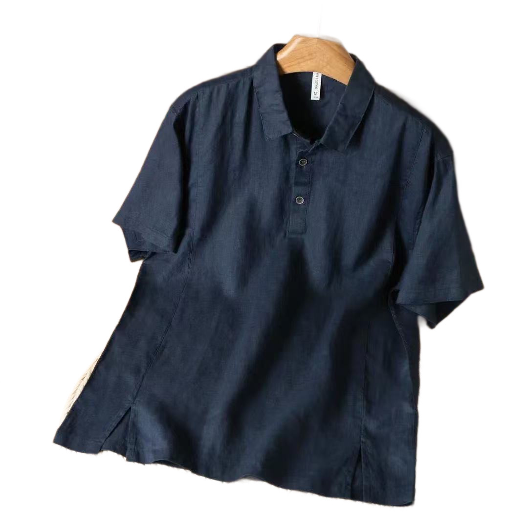 Mens Linen Short-sleeve Shirt Breathable With A Turn-down Collar And A Relaxed Fit - image 5