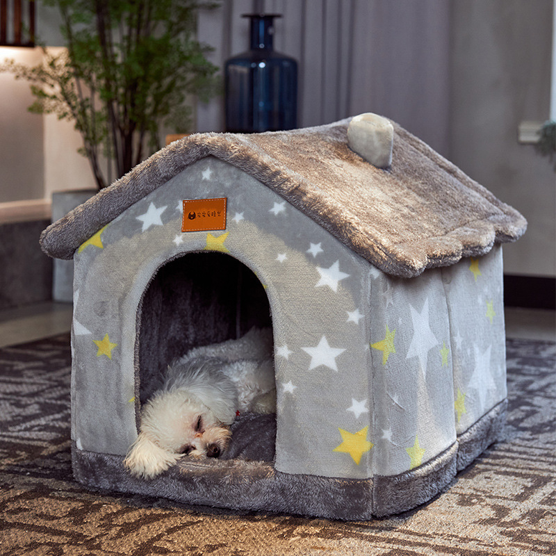 Foldable Dog House Pet Cat Bed Winter Dog Villa Sleep Kennel Removable Nest Warm Enclosed Cave Sofa Pets Supplies - image 2