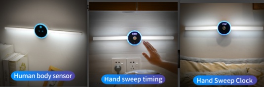 Smart Cabinet Light Clock Timing Sensor Light Removable LED Wardrobe Light Human Body Sensor Light - image 10