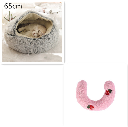 2 In 1 Dog And Cat Bed Pet Winter Bed Round Plush Warm Bed House Soft Long Plush Pets Bed Pet Products - image 58