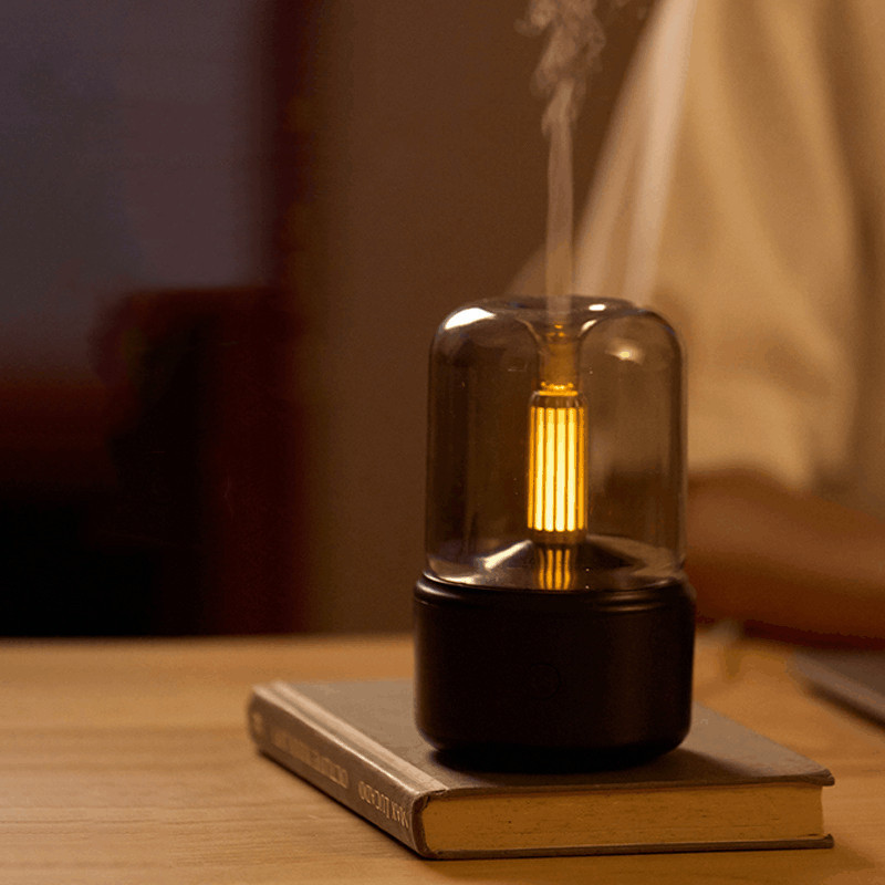 Atmosphere Light Humidifier Candlelight Aroma Diffuser Portable 120ml Electric USB Air Humidifier Cool Mist Maker Fogger 8-12 Hours With LED Night Light - image 4