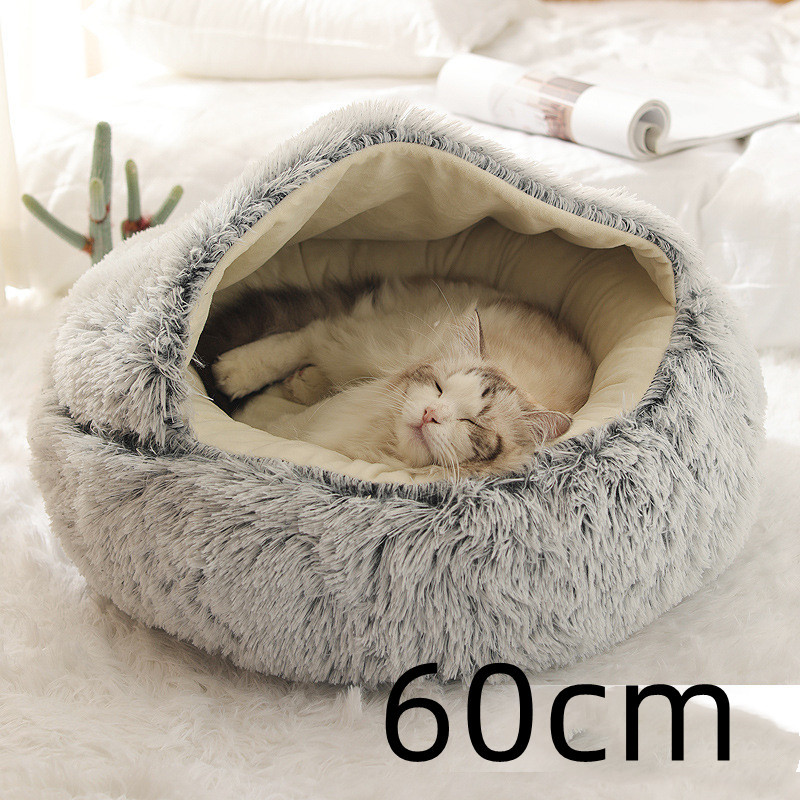 2 In 1 Dog And Cat Bed Pet Winter Bed Round Plush Warm Bed House Soft Long Plush Pets Bed Pet Products - image 15