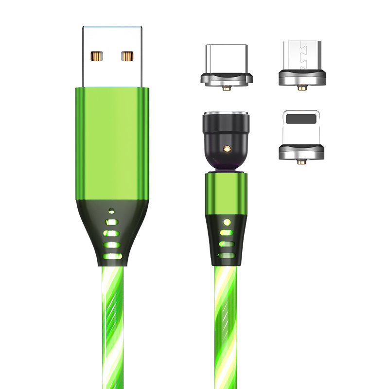 540 Rotate Luminous Magnetic Cable 3A Fast Charging Mobile Phone Charge Cable For LED Micro USB Type C For I Phone Cable - image 15