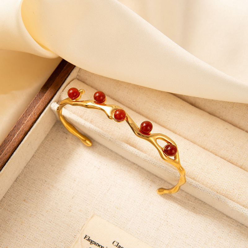 Pearlaccented Openended Titanium Steel Bracelet That Wont Fade - image 2
