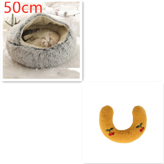 2 In 1 Dog And Cat Bed Pet Winter Bed Round Plush Warm Bed House Soft Long Plush Pets Bed Pet Products - image 64