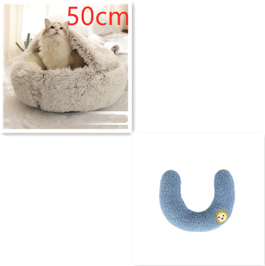 2 In 1 Dog And Cat Bed Pet Winter Bed Round Plush Warm Bed House Soft Long Plush Pets Bed Pet Products - image 73