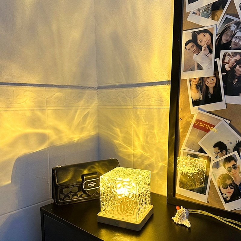LED Water Ripple Ambient Night Light USB Rotating Projection Crystal Table Lamp RGB Dimmable Home Decoration 16 Color Gifts - image 2