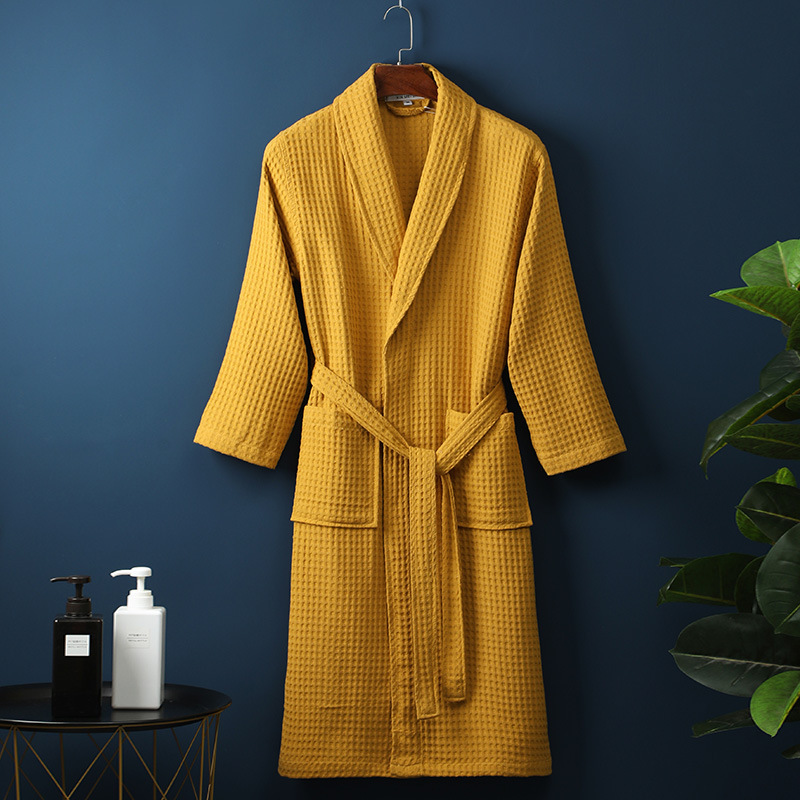 Pure Cotton Bathrobe Long Waffle All Cotton Nightgown - image 35
